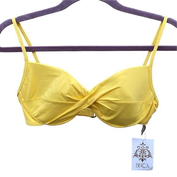 NWT New Becca Color Code Yellow Vanessa Twist Underwire Bra Swim Top L Beach - Picture 7 of 12